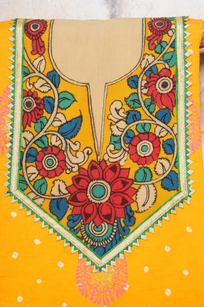 Pen Kalamkari Kurti Fabric - SSEthnics