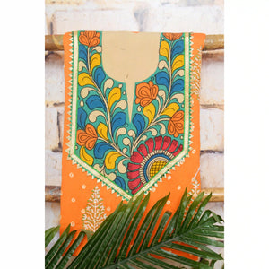Pen Kalamkari Kurti Fabric - SSEthnics