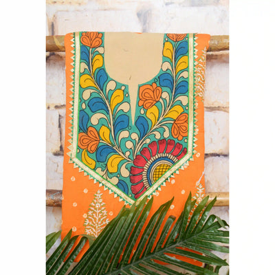 Pen Kalamkari Kurti Fabric - SSEthnics