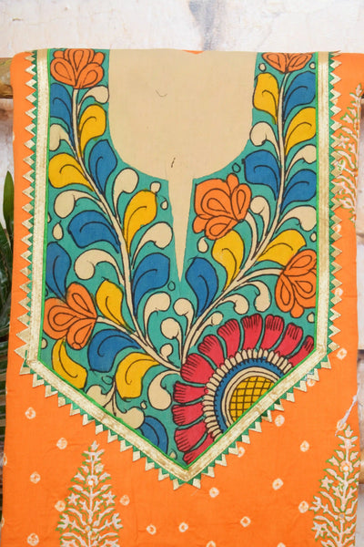 Pen Kalamkari Kurti Fabric - SSEthnics