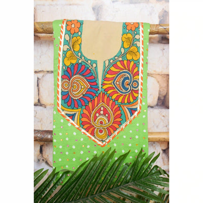 Pen Kalamkari Kurti Fabric - SSEthnics