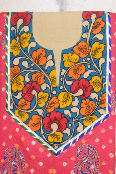 Pen Kalamkari Kurti Fabric - SSEthnics