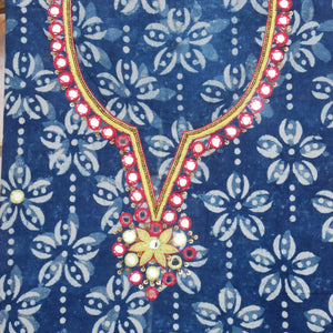 Indigo Mirror Work Kurti Fabric