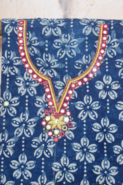 Indigo Mirror Work Kurti Fabric – alternate view