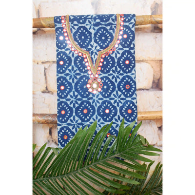Indigo Mirror Work Kurti Fabric