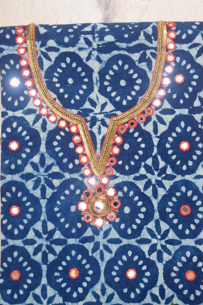 Indigo Mirror Work Kurti Fabric – alternate view