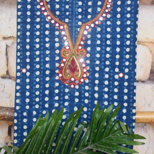 Indigo Mirror Work Kurti Fabric