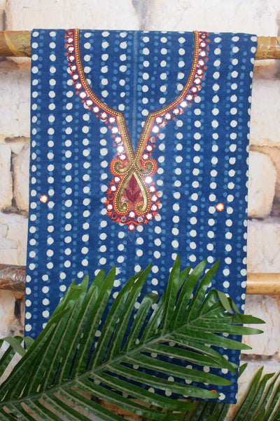 Indigo Mirror Work Kurti Fabric – alternate view