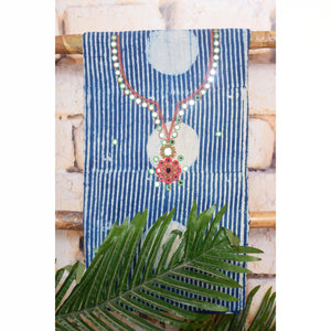 Indigo Mirror Work Kurti Fabric