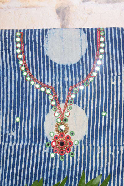 Indigo Mirror Work Kurti Fabric – alternate view