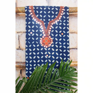 Indigo Mirror Work Kurti Fabric