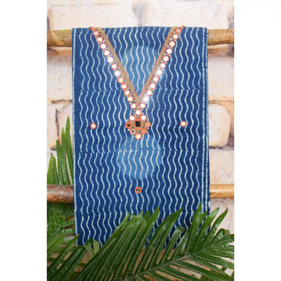 Indigo Mirror Work Kurti Fabric