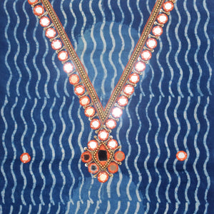 Indigo Mirror Work Kurti Fabric