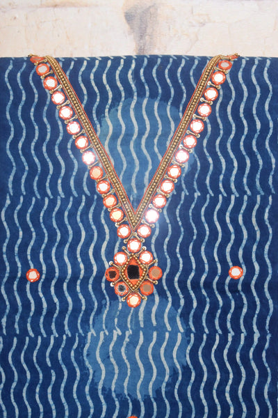 Indigo Mirror Work Kurti Fabric – alternate view