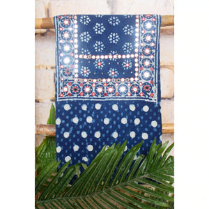 Indigo Mirror Work Kurti Fabric