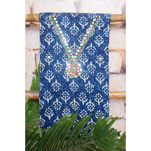 Indigo Mirror Work Kurti Fabric