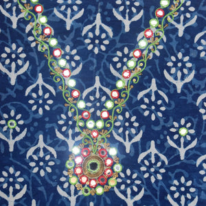 Indigo Mirror Work Kurti Fabric