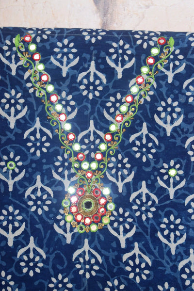 Indigo Mirror Work Kurti Fabric – alternate view