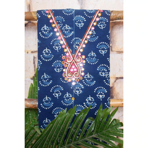Indigo Mirror Work Kurti Fabric