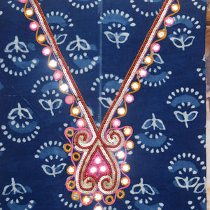 Indigo Mirror Work Kurti Fabric