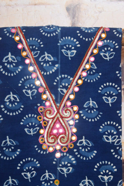 Indigo Mirror Work Kurti Fabric – alternate view