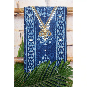 Indigo Mirror Work Kurti Fabric