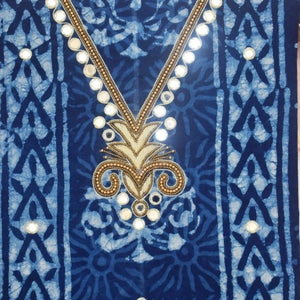 Indigo Mirror Work Kurti Fabric