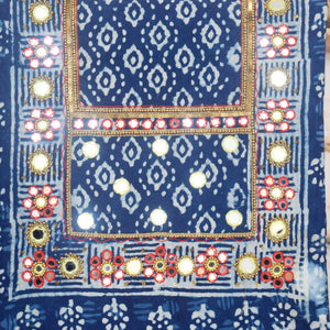 Indigo Mirror Work Kurti Fabric