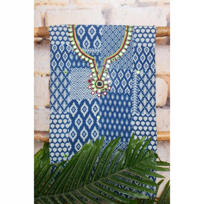 Indigo Mirror Work Kurti Fabric