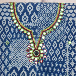 Indigo Mirror Work Kurti Fabric