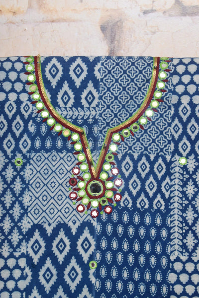 Indigo Mirror Work Kurti Fabric – alternate view