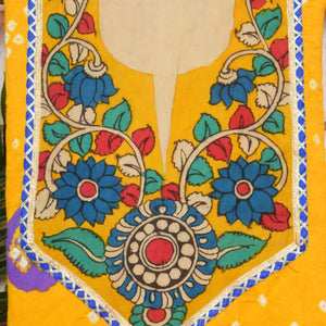 Pen Kalamkari Kurti Fabric - SSEthnics