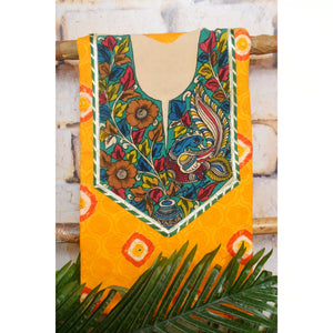 Pen Kalamkari Kurti Fabric - SSEthnics