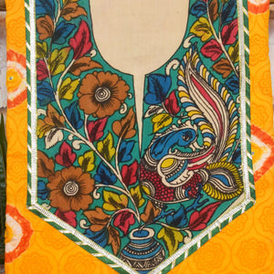 Pen Kalamkari Kurti Fabric - SSEthnics