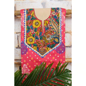 Pen Kalamkari Kurti Fabric - SSEthnics