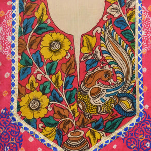 Pen Kalamkari Kurti Fabric - SSEthnics