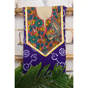Pen Kalamkari Kurti Fabric - SSEthnics