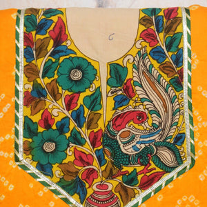 Pen Kalamkari Kurti Fabric - SSEthnics