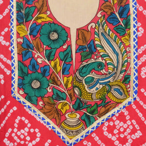 Pen Kalamkari Kurti Fabric - SSEthnics