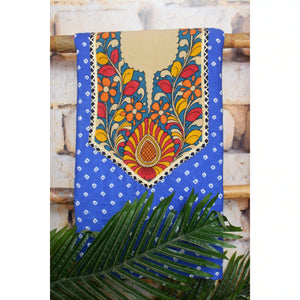 Pen Kalamkari Kurti Fabric - SSEthnics