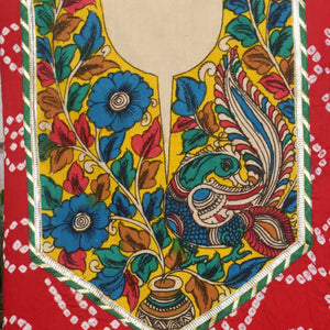 Pen Kalamkari Kurti Fabric - SSEthnics