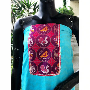 Bhagalpuri Cotton Silk Patola Inspired Patchwork Kurti