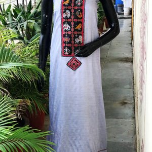 Bhagalpuri Cotton Silk Patola Inspired Patchwork Kurti