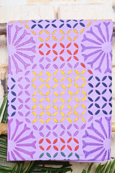 Lavender Applique Cotton Kurti with Sozni Embroidery