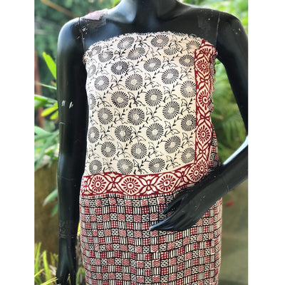 Black Bagh Block Print Kurti Fabric