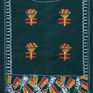 Green Kantha Hand Embroidered Kurti Fabric