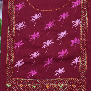 Maroon Kantha Hand Embroidered Kurti Fabric