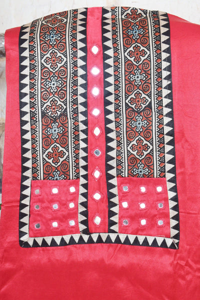 Mashru Silk Patchwork Kurtis Plus Size