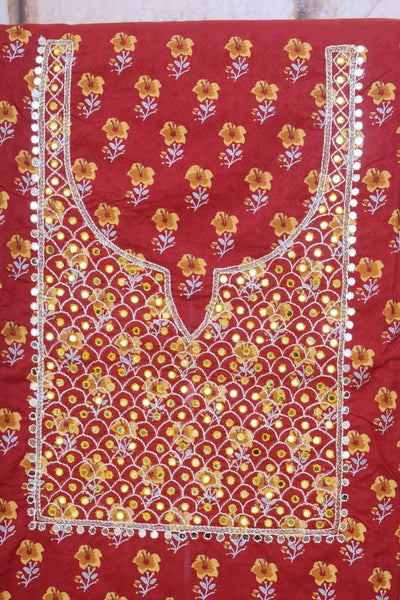 Jaipuri Hand Embroidered Cotton Kurti - SSEthnics