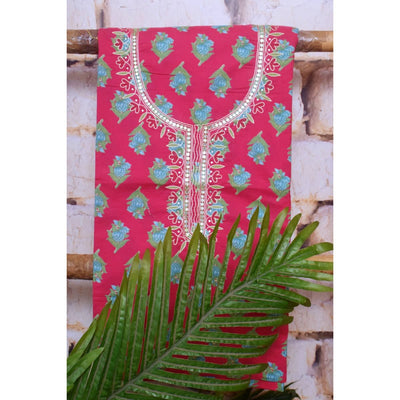 Jaipuri Hand Embroidered Cotton Kurti - SSEthnics